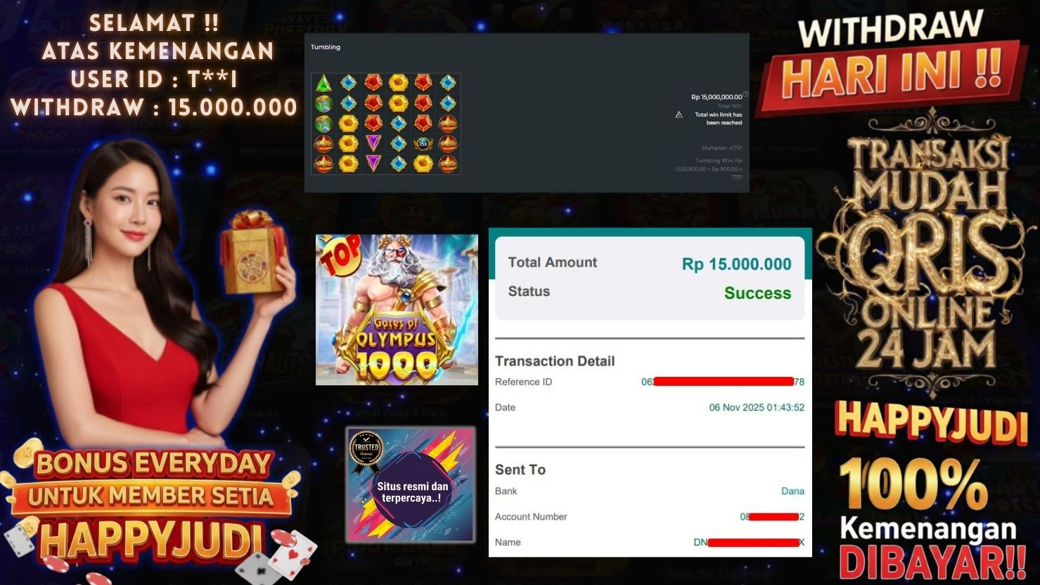 HAPPYJUDI JACKPOT SLOT GATES OF OLYMPUS 1000